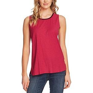 Vince Camuto Embroidered Mixed Media Top